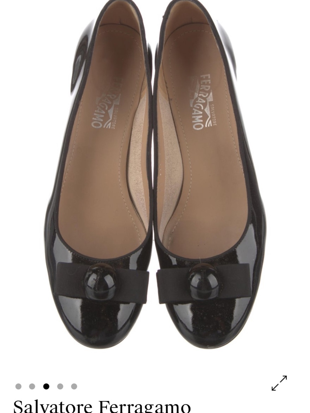 Salvatore Ferragamo Black Patent Leather Bow-Accent Flats